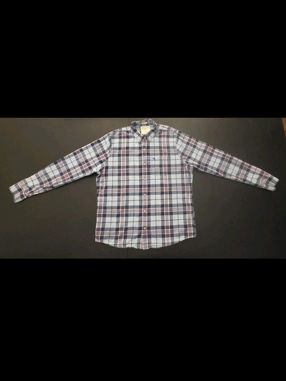 Abercrombie & Fitch XXL Plaid Button Down Shirt Muscle Fit Blue Red